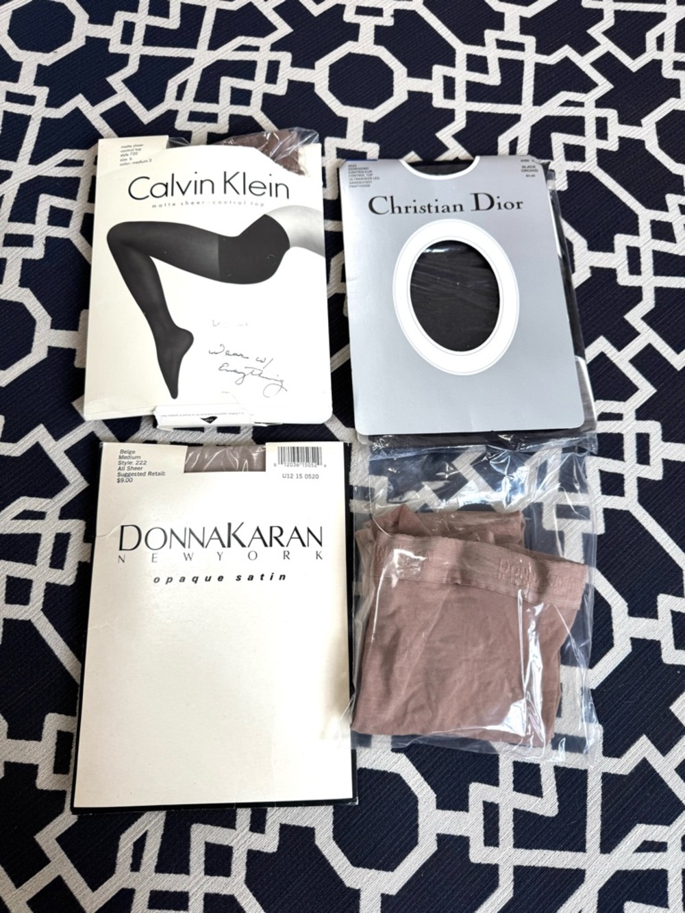 4 pairs Tights Bundle Donna Karan Christian Dior Calvin Klein Medium B Size 3